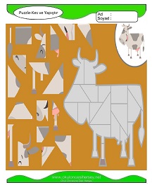 Puzzle Kes Yapıştır Çalışma Sayfaları
